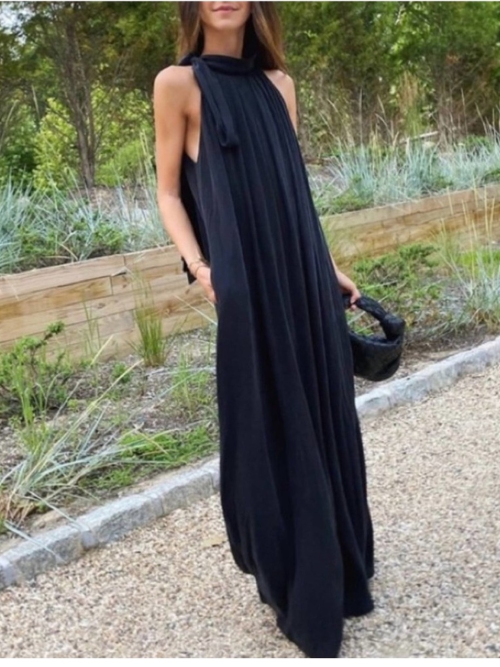 NWT Something Navy Tie Neck Maxi Dress size S